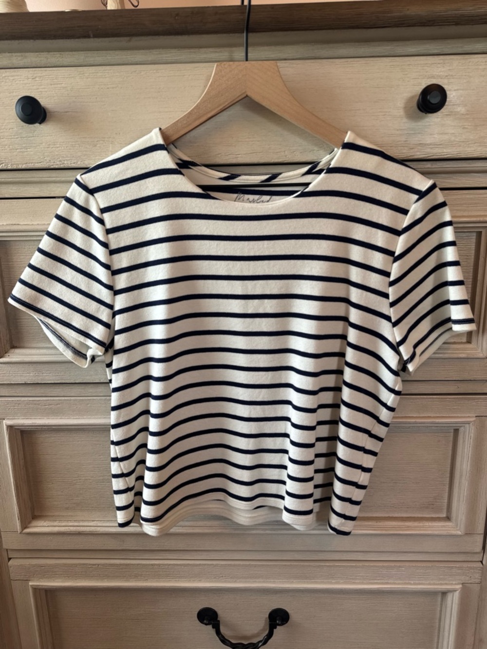 Essentials Navy and White Striped Short Sleeve Tee